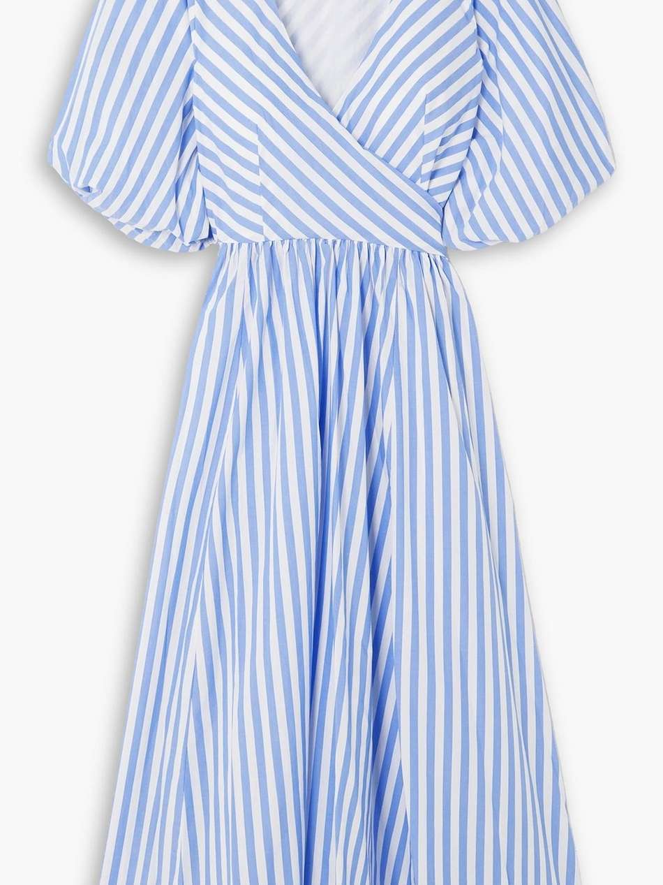 jodie striped cotton-poplin midi wrap dress