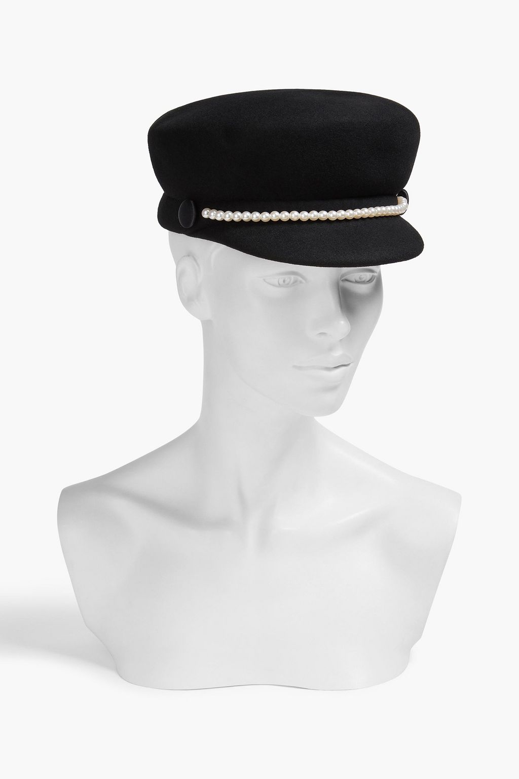 EUGENIA KIM Sabrina faux pearl-embellished wool-felt cap