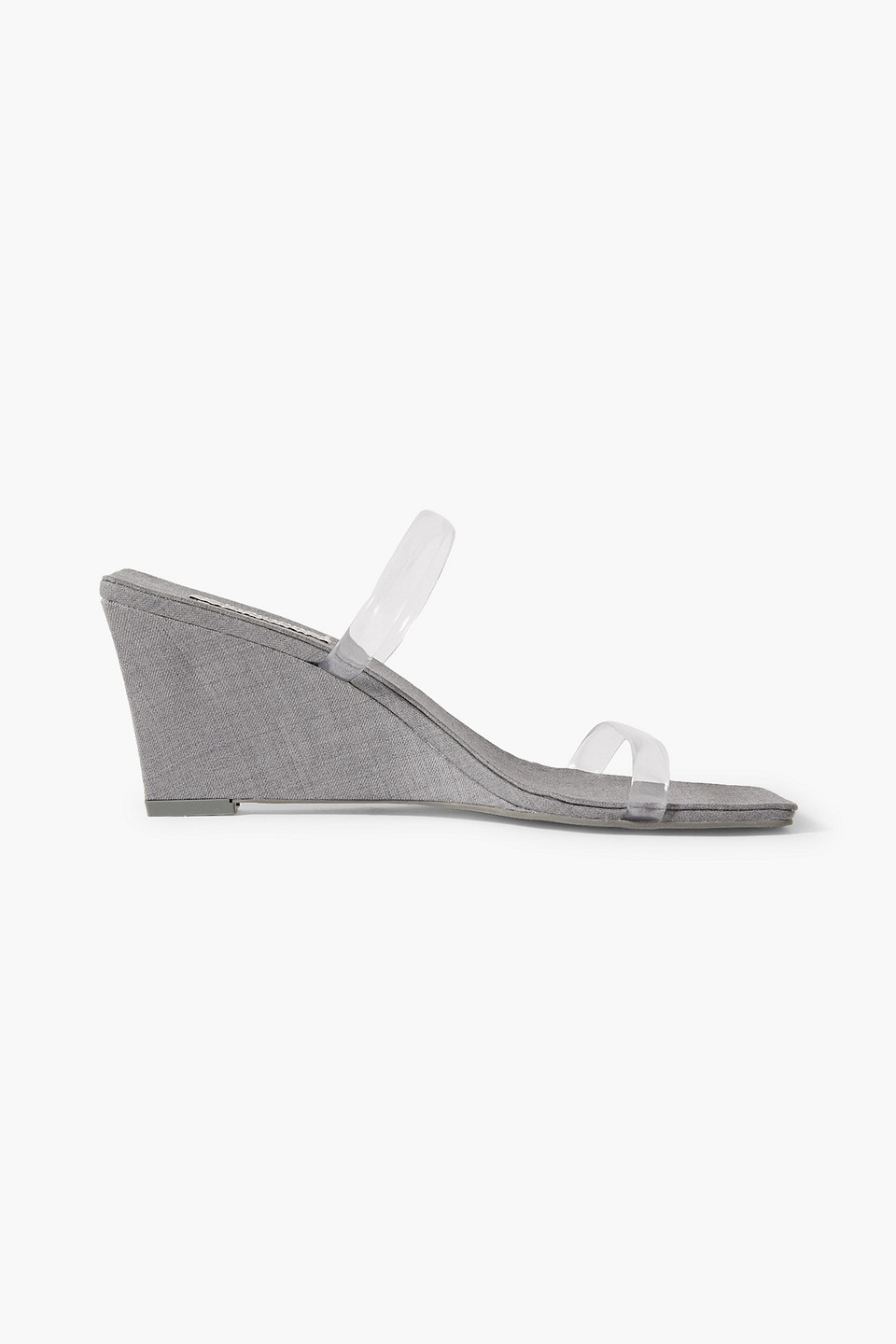 St Agni Canvas And Pvc Wedge Sandals In Light Gray