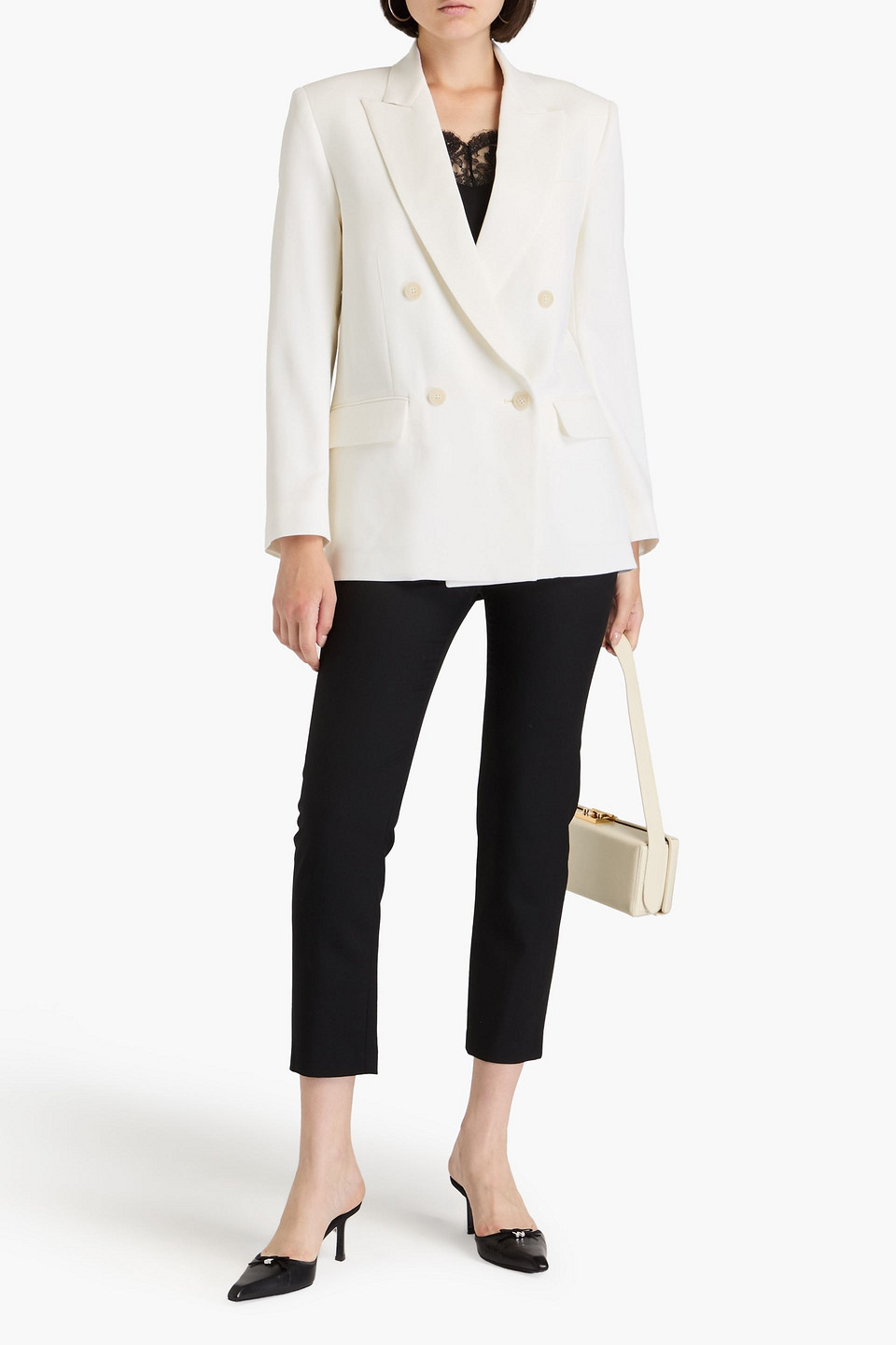Nili Lotan Pimpton Wool-grain De Poudre Blazer In Ivory