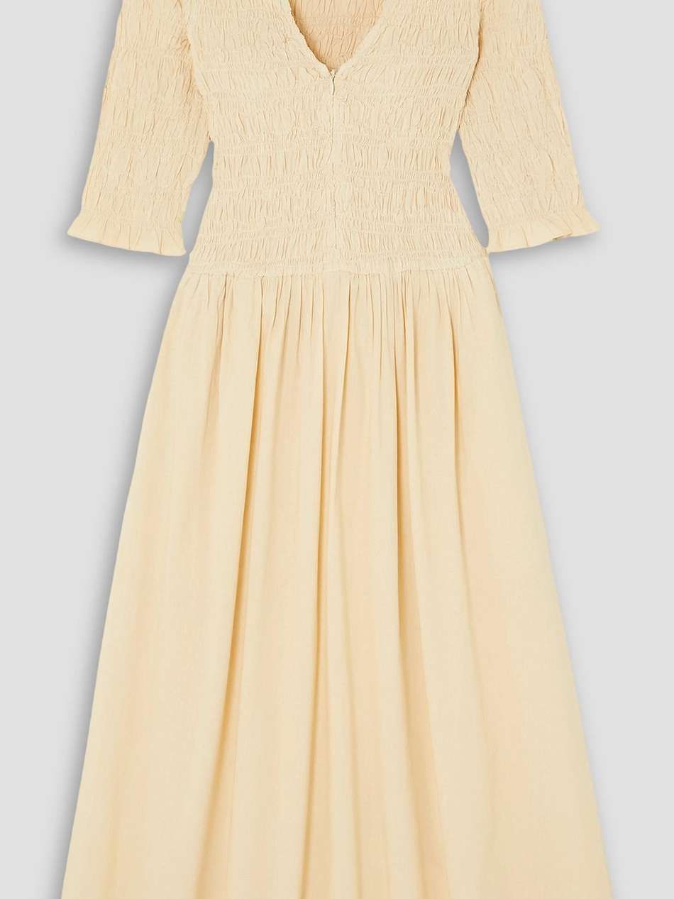 juni smocked cotton midi dress