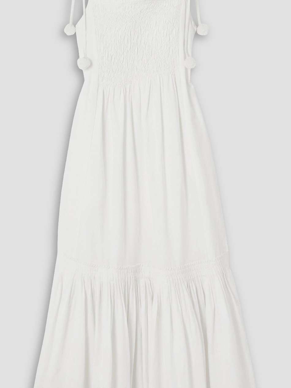 willa smocked pleated cotton-poplin midi dress