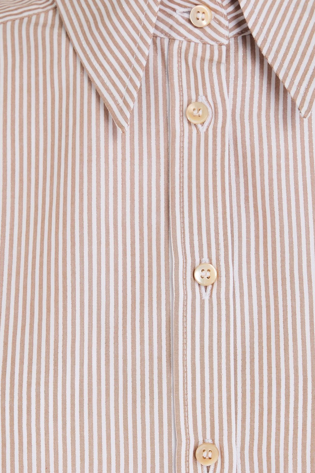 BRUNELLO CUCINELLI 메탈릭 스트라이프 코튼 혼방 옥스퍼드 셔츠