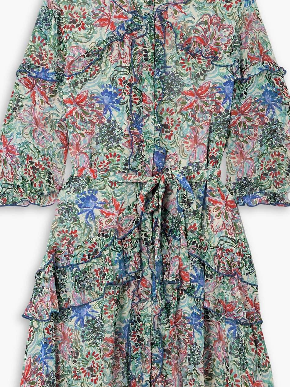 tilly ruffled printed silk-chiffon mini dress