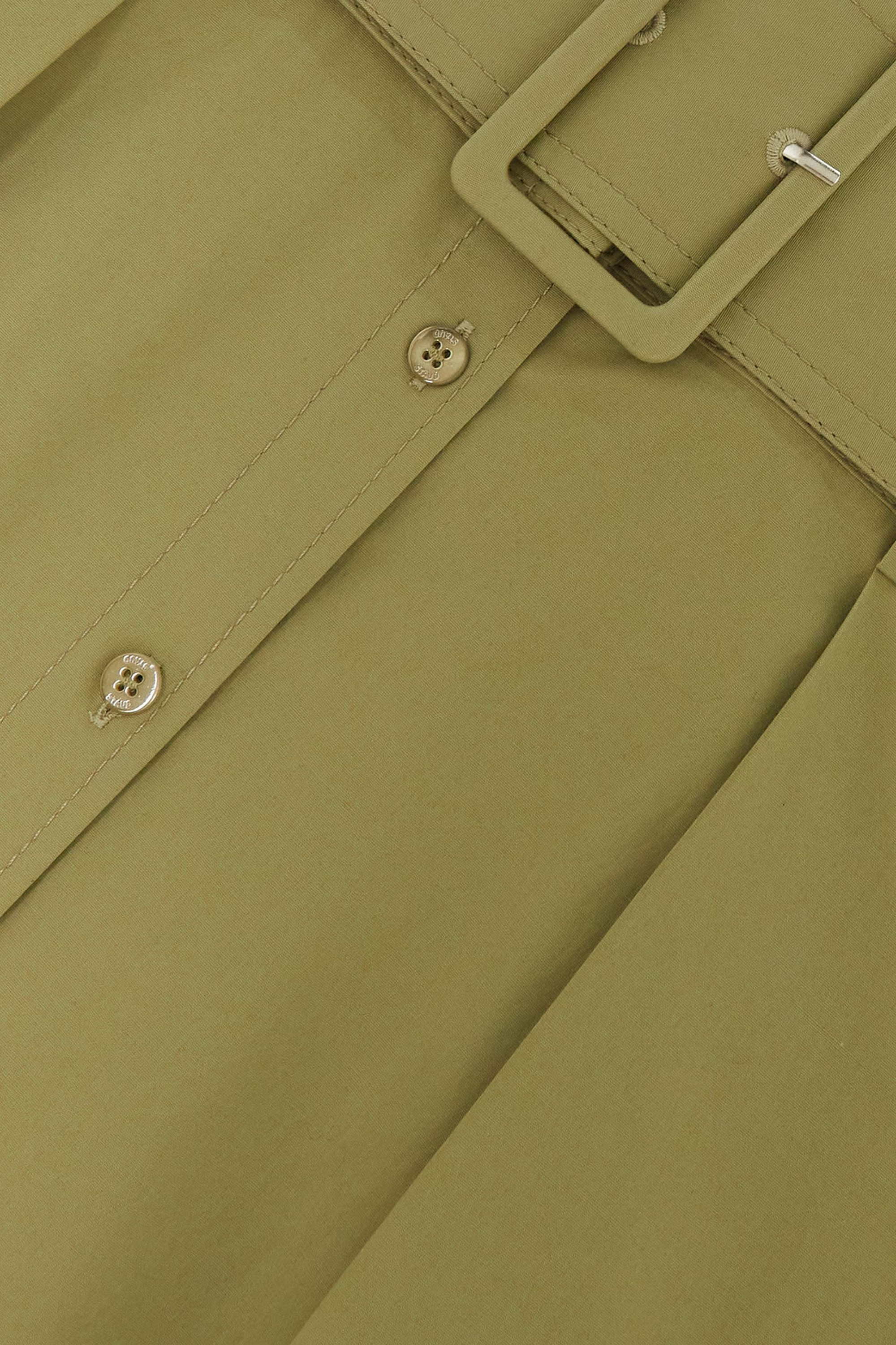 Staud Kingsley belted pleated stretch-cotton midi skirt