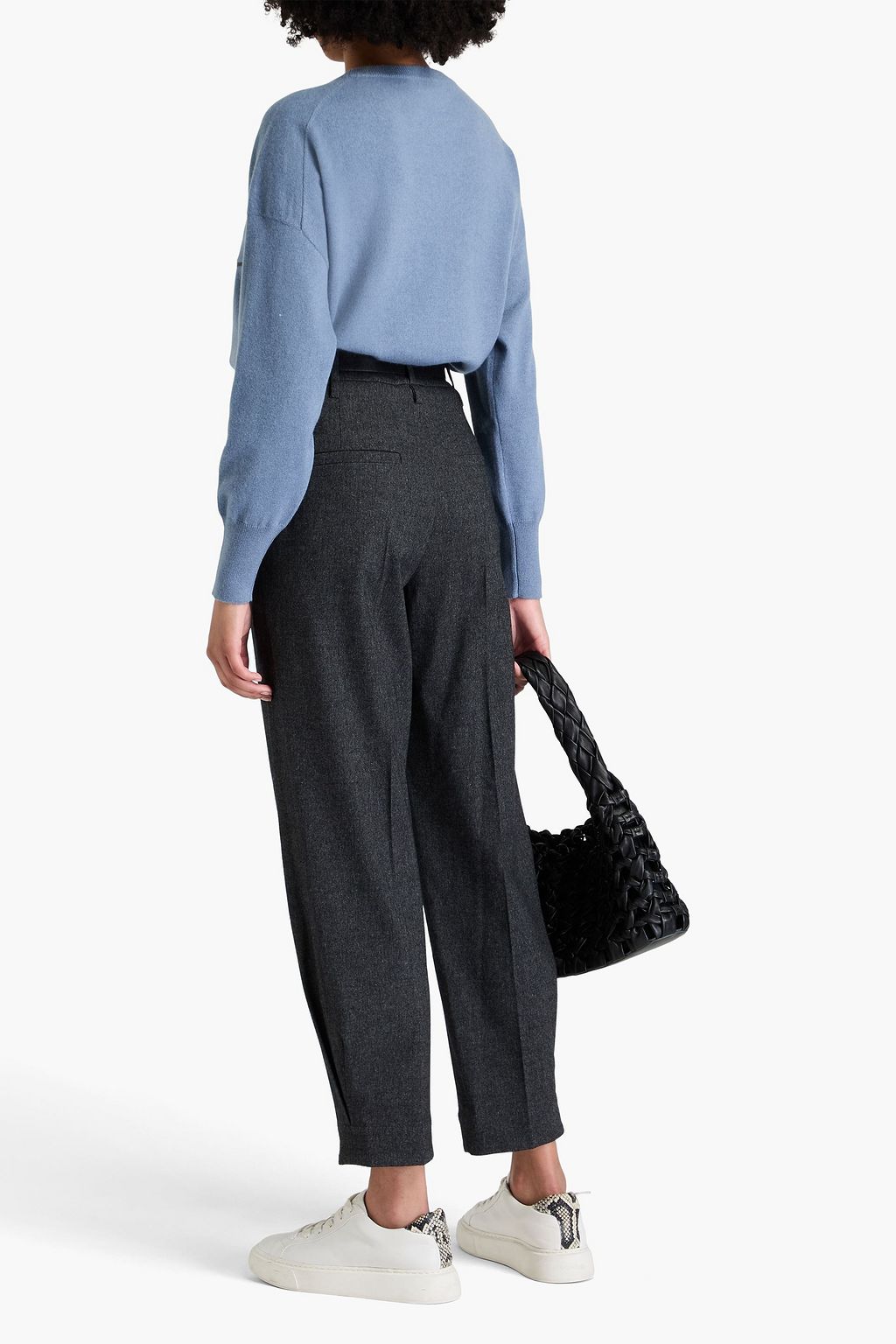 BRUNELLO CUCINELLI 비즈 장식 울 혼방 테이퍼드 팬츠