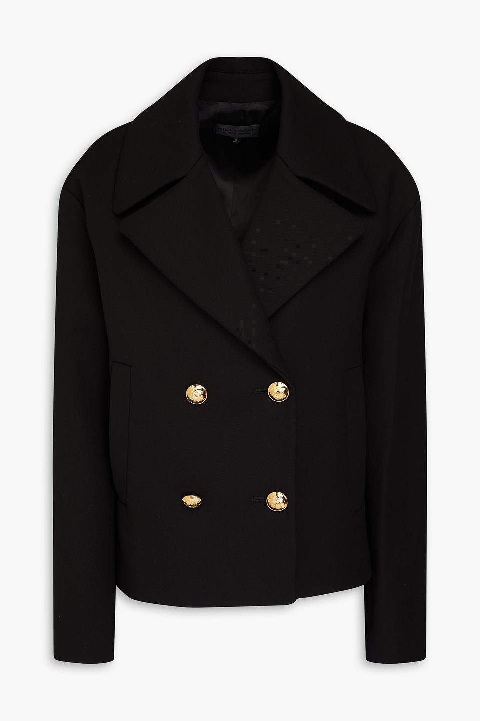 Nili Lotan Cleophee Double-breasted Cotton-twill Coat In Black