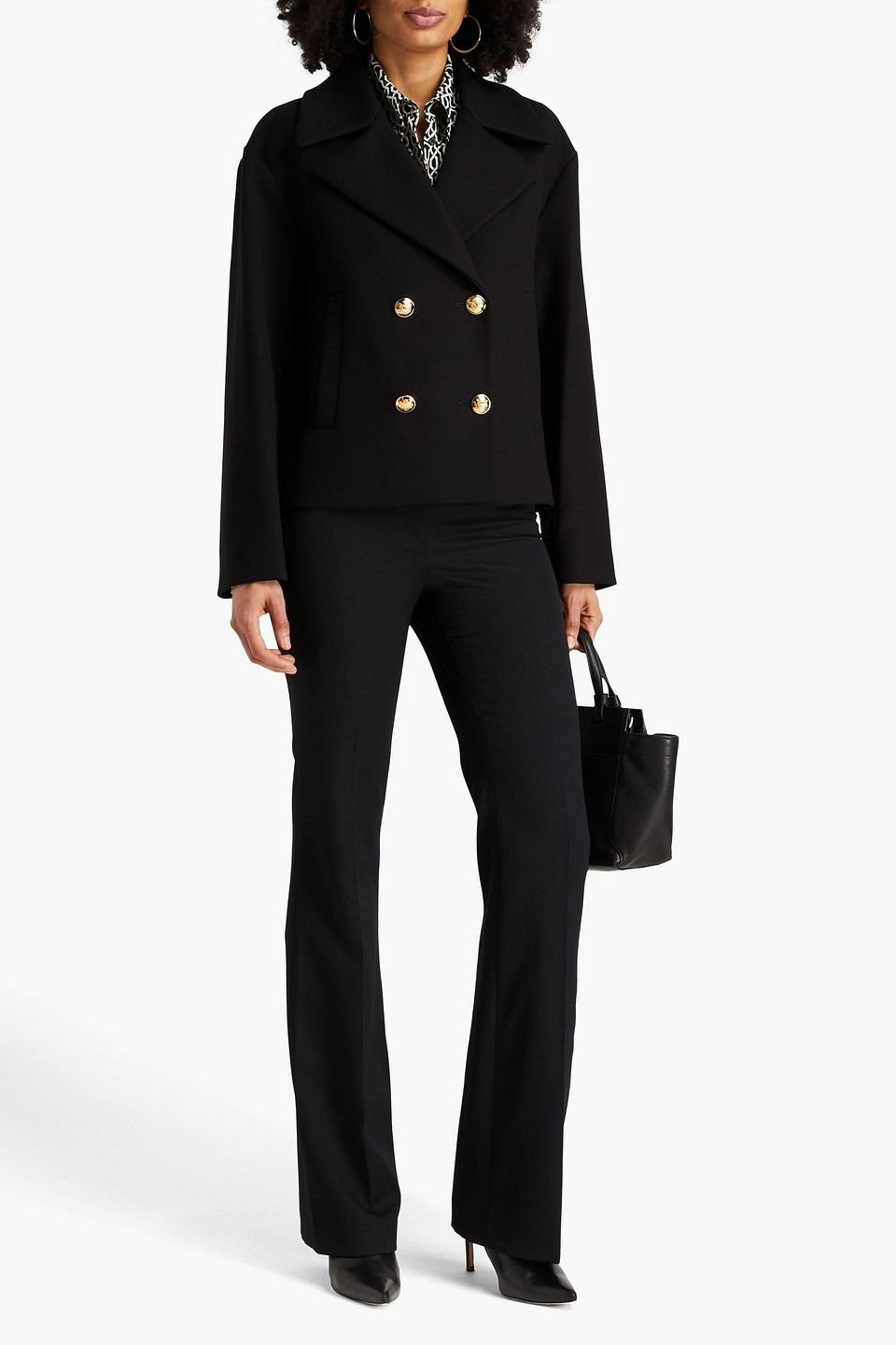Nili Lotan Cleophee Double-breasted Cotton-twill Coat In Black