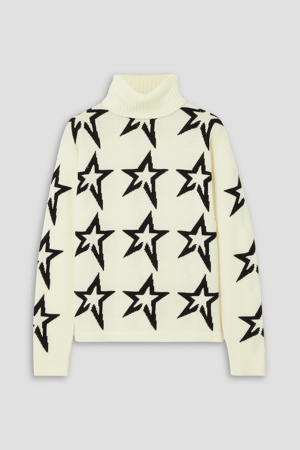 Perfect Moment Star Dust Intarsia Merino Wool Turtleneck Sweater In Ivory