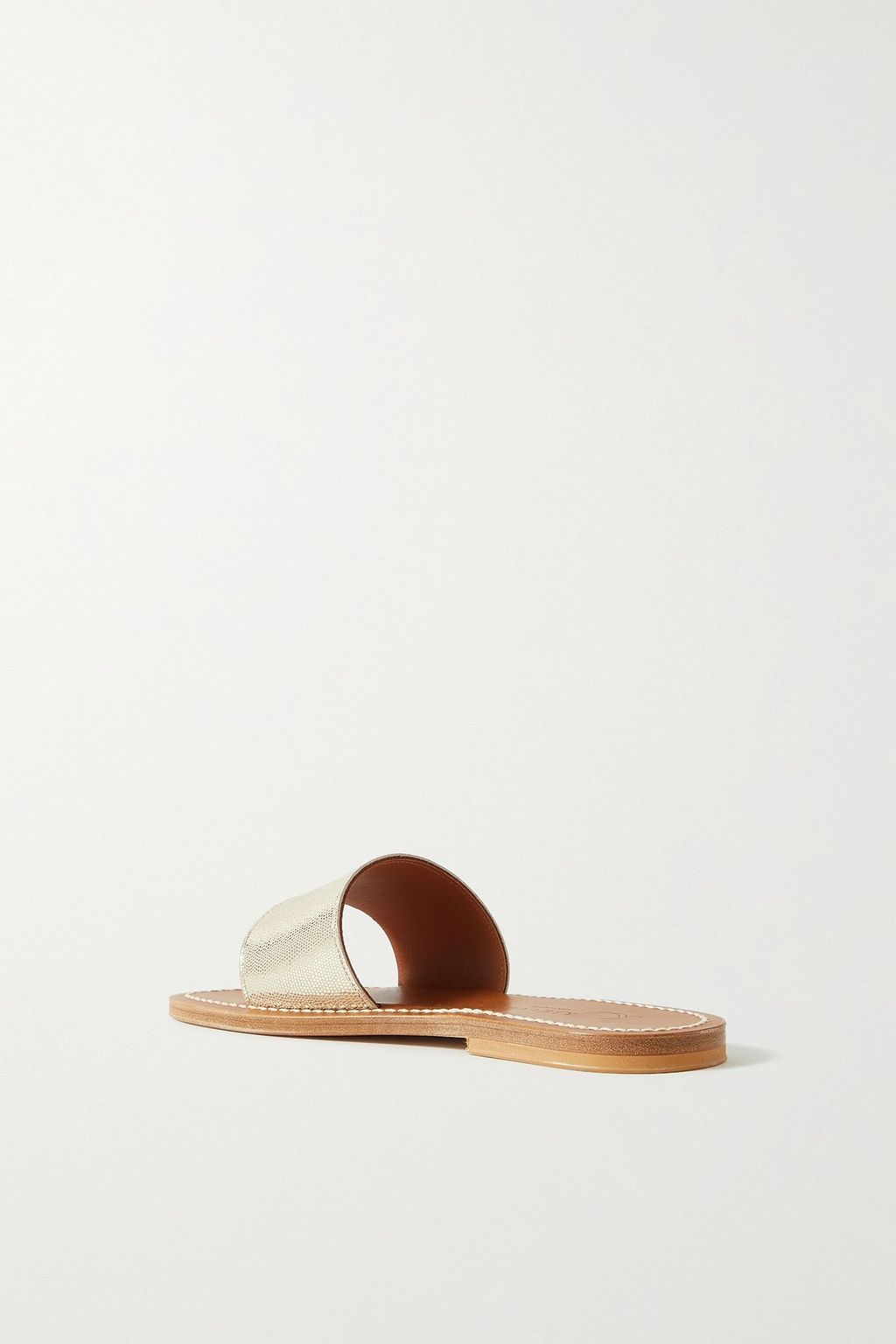 K.JACQUES ST. TROPEZ 아나카프리 메탈릭 텍스처 가죽 슬라이더