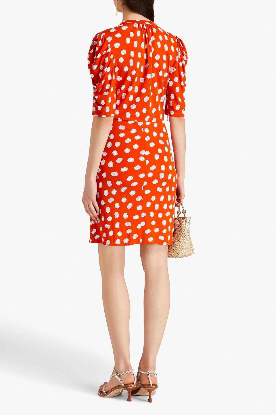 Diane Von Furstenberg Short-sleeve Abstract-print Dress In Orange