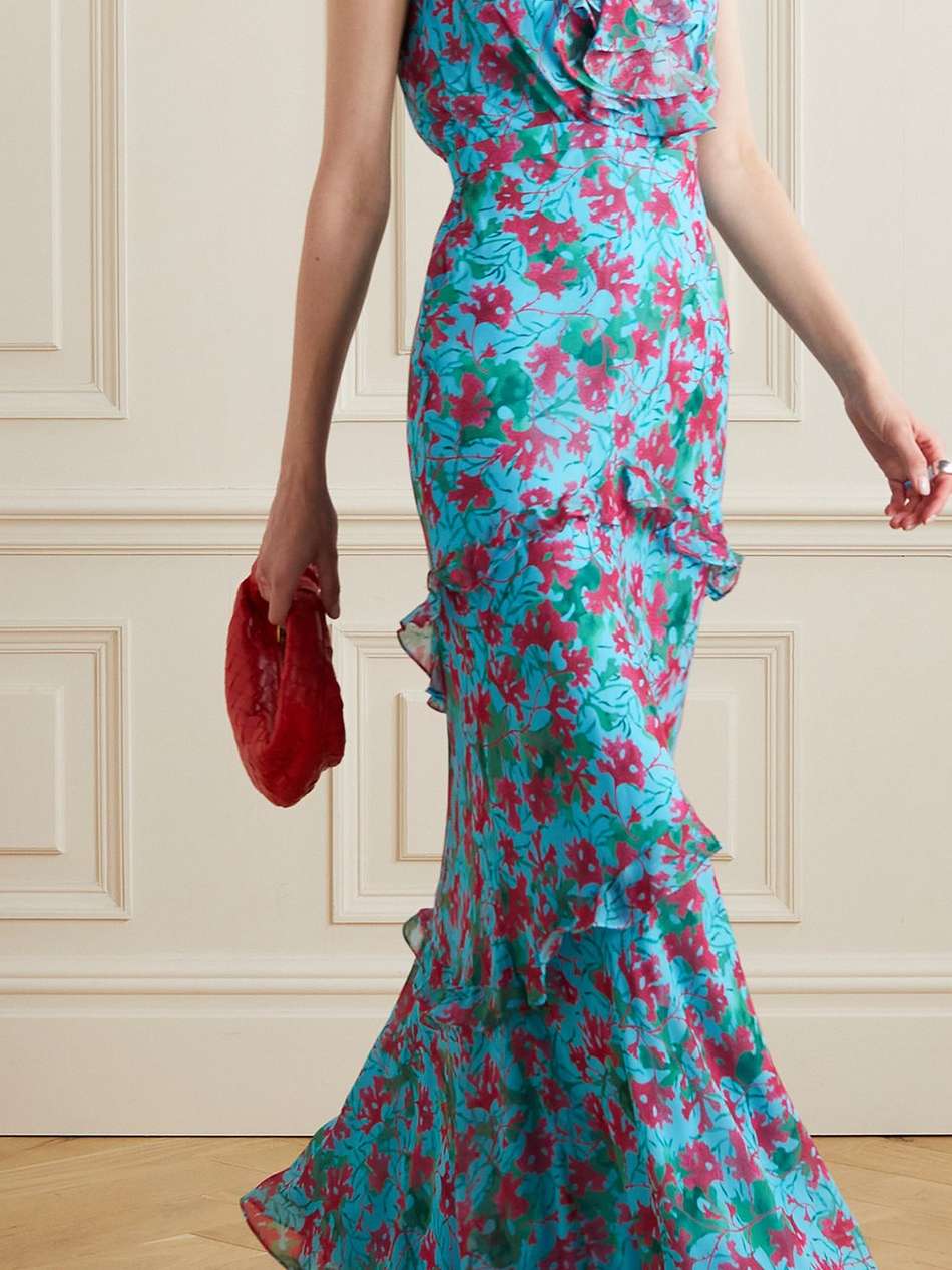 rita ruffled floral-print silk-voile maxi dress