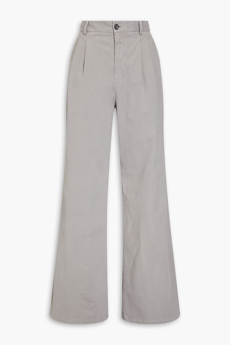 Nili Lotan Flavie Pleated Stretch-cotton Twill Wide-leg Trousers In Grey