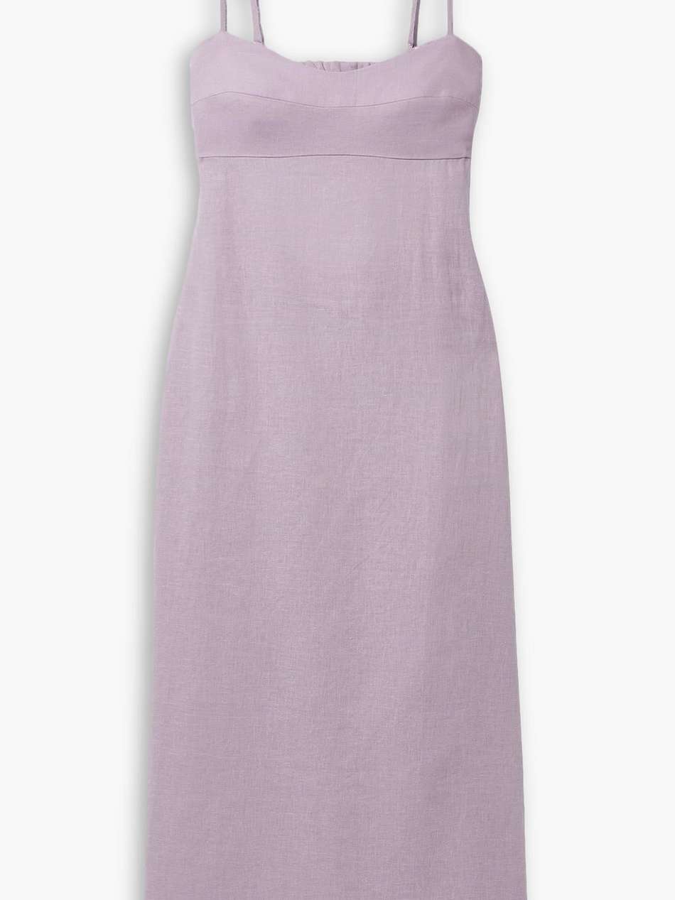 agatha cutout linen-blend midi dress