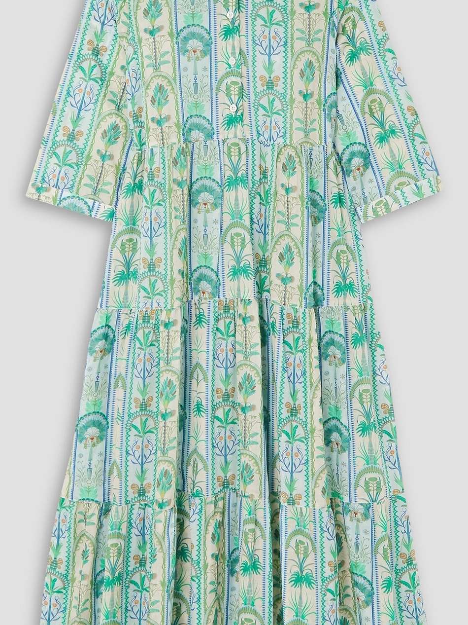 arlene tiered printed cotton-voile midi dress