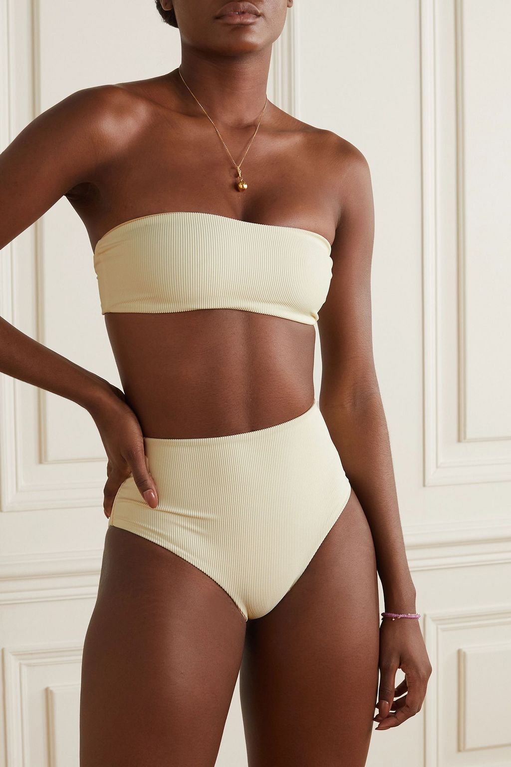 JADE SWIM All Around ribbed bandeau bikini top