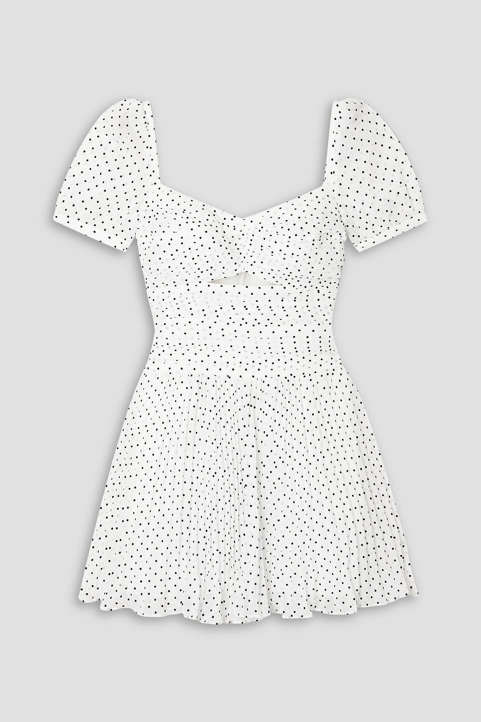 Self-portrait Flocked Polka-dot Crinkled-chiffon Mini Dress In White