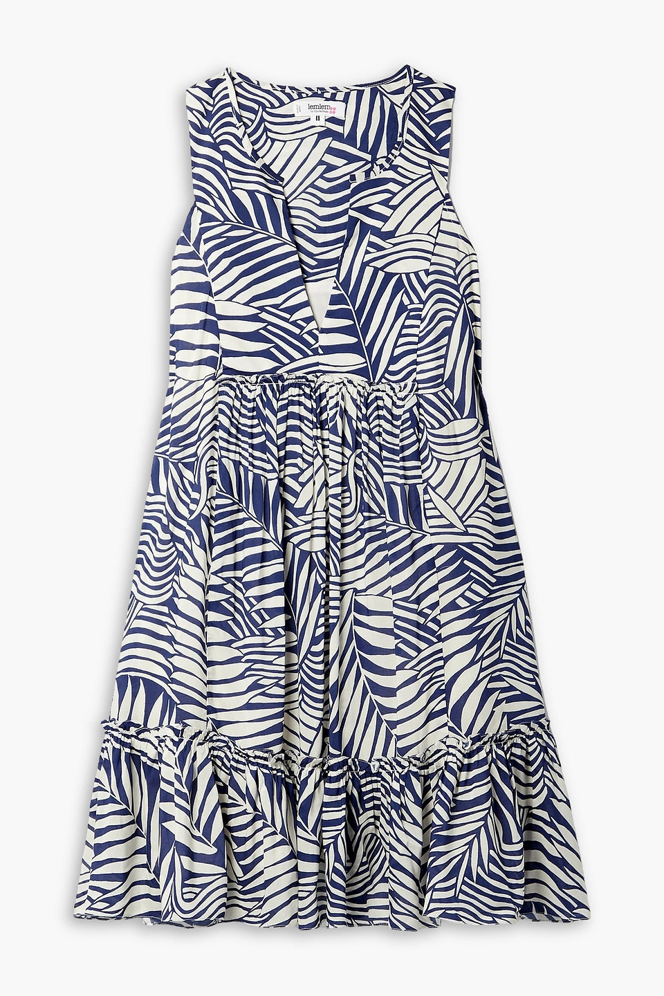 Tiered printed ECOVERO™-voile mini dress