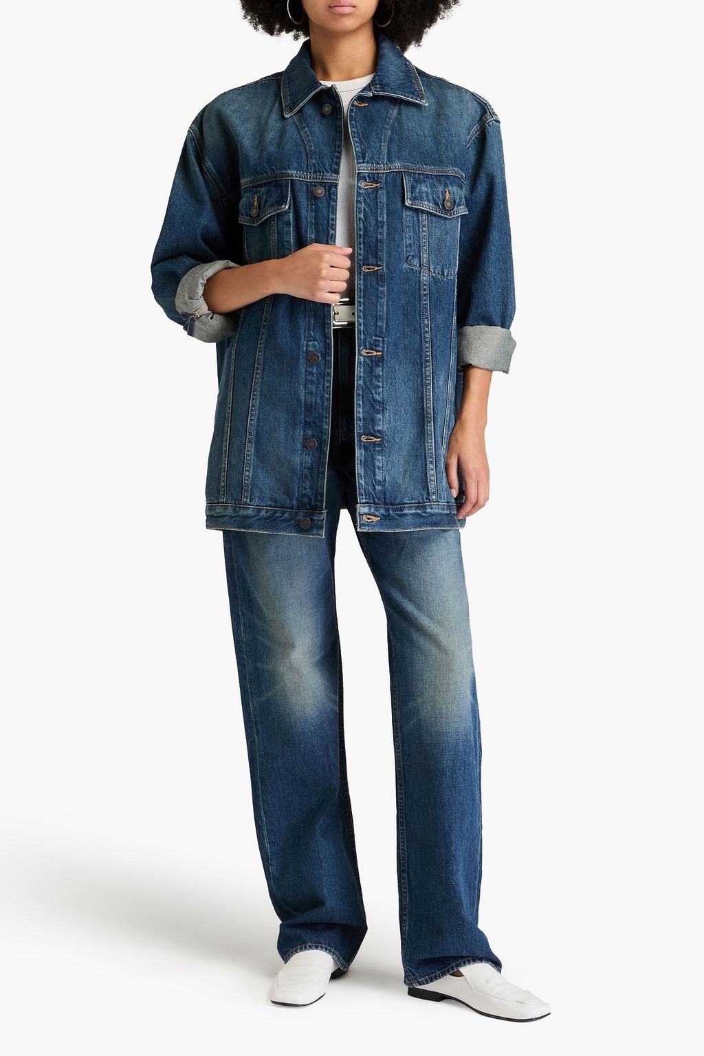 NILI LOTAN Oversized-Jeansjacke in ausgewaschener Optik