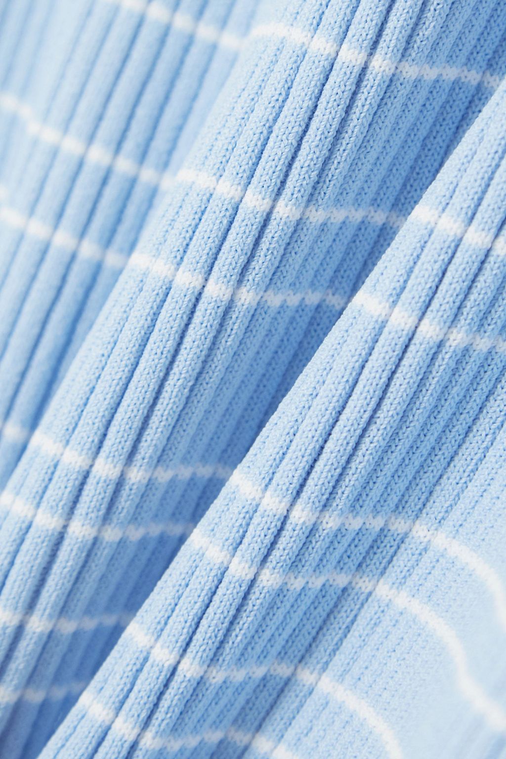 STAUD Dana Midikleid aus gestreiftem Rippstrick