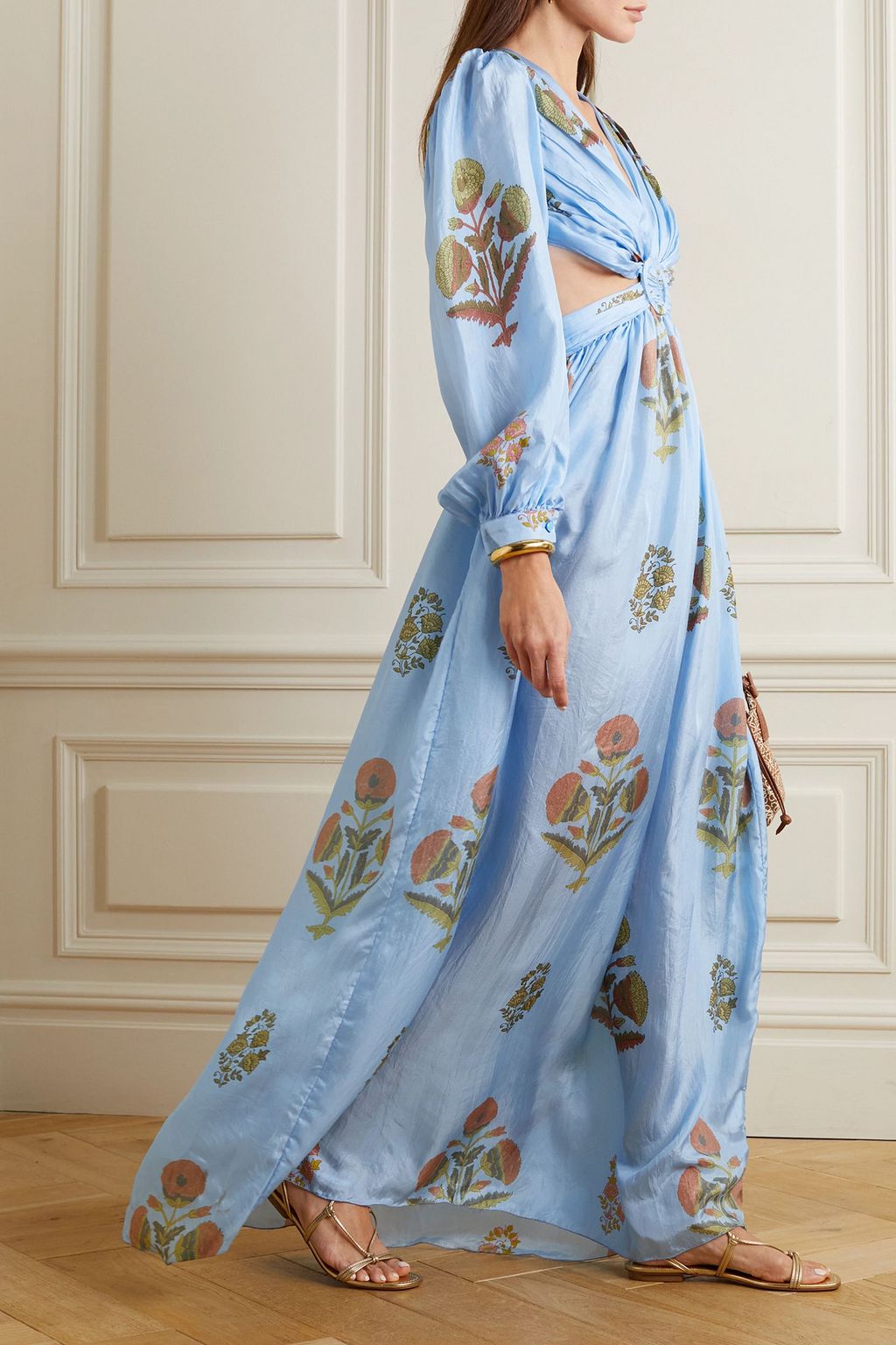 HANNAH Rio cutout silk-habotai maxi dress