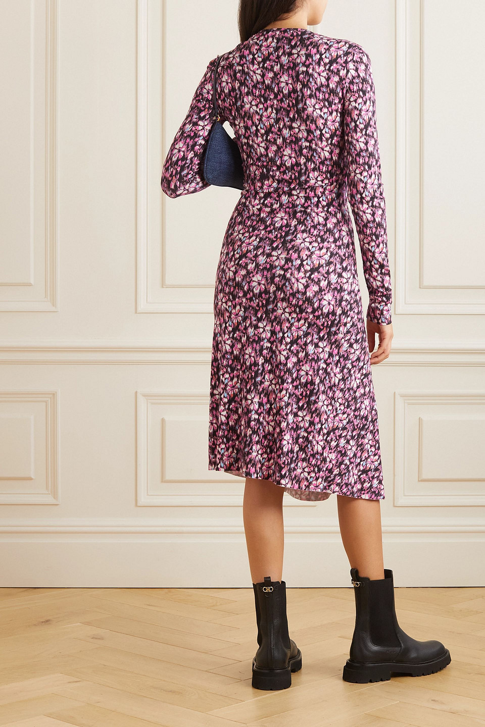 Isabel Marant Étoile Lania Floral-print Stretch-jersey Midi Dress In Midnight Blue