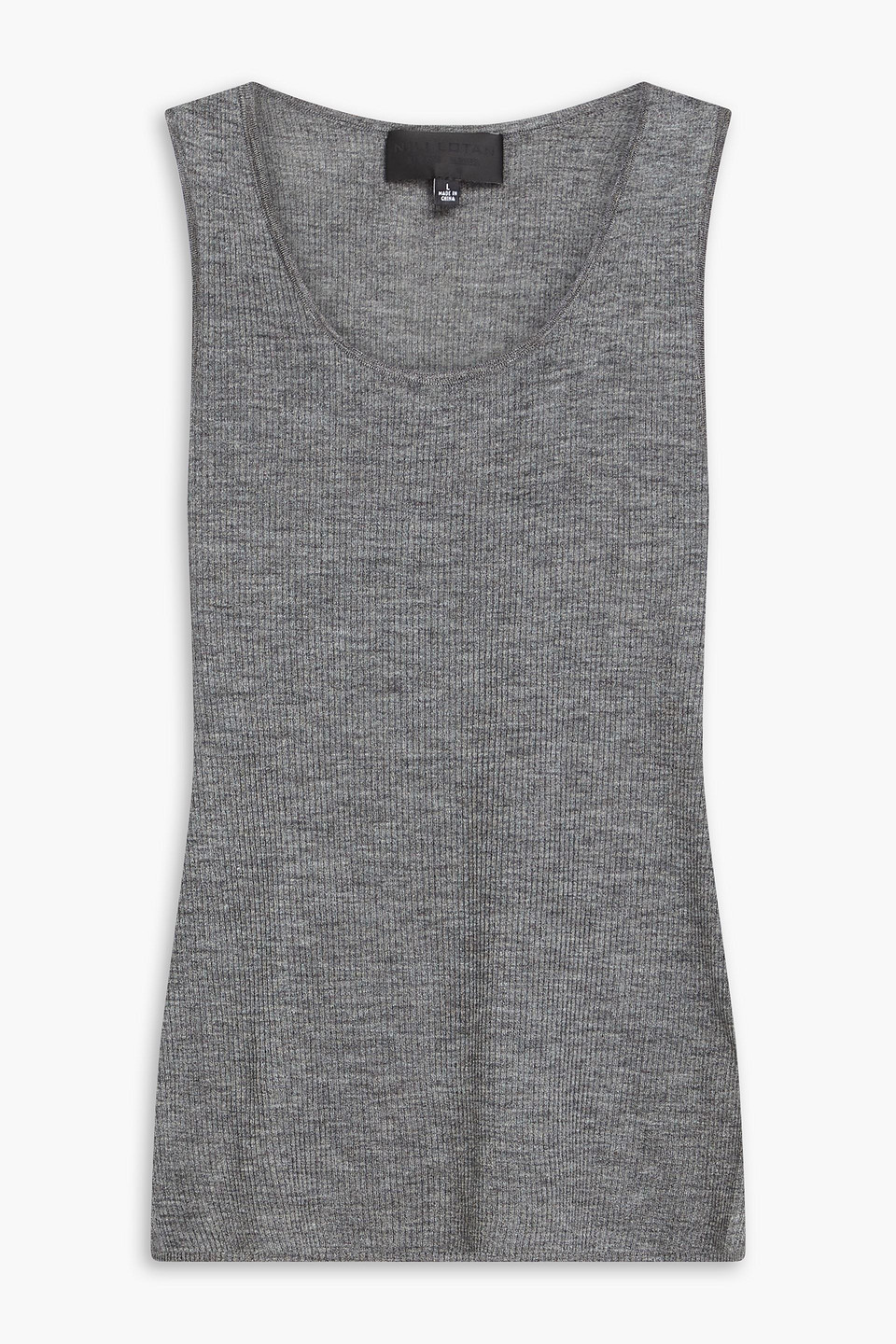 Nili Lotan Ribbed Silk Tank In Anthracite