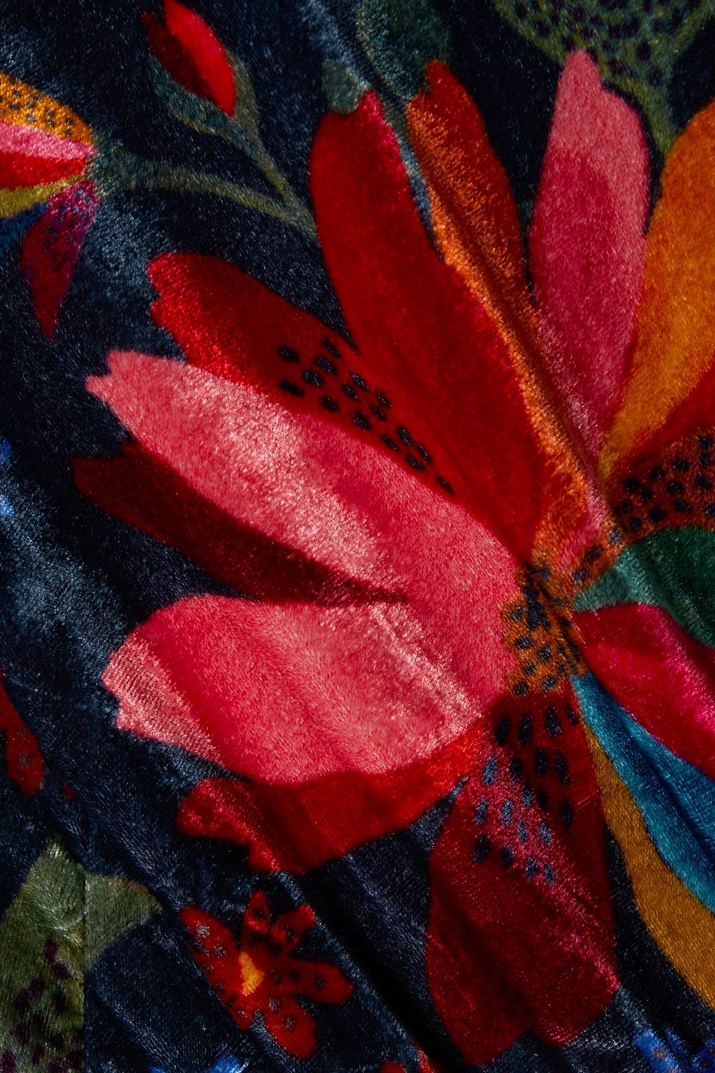 FARM RIO Ruched floral-print velvet mini dress