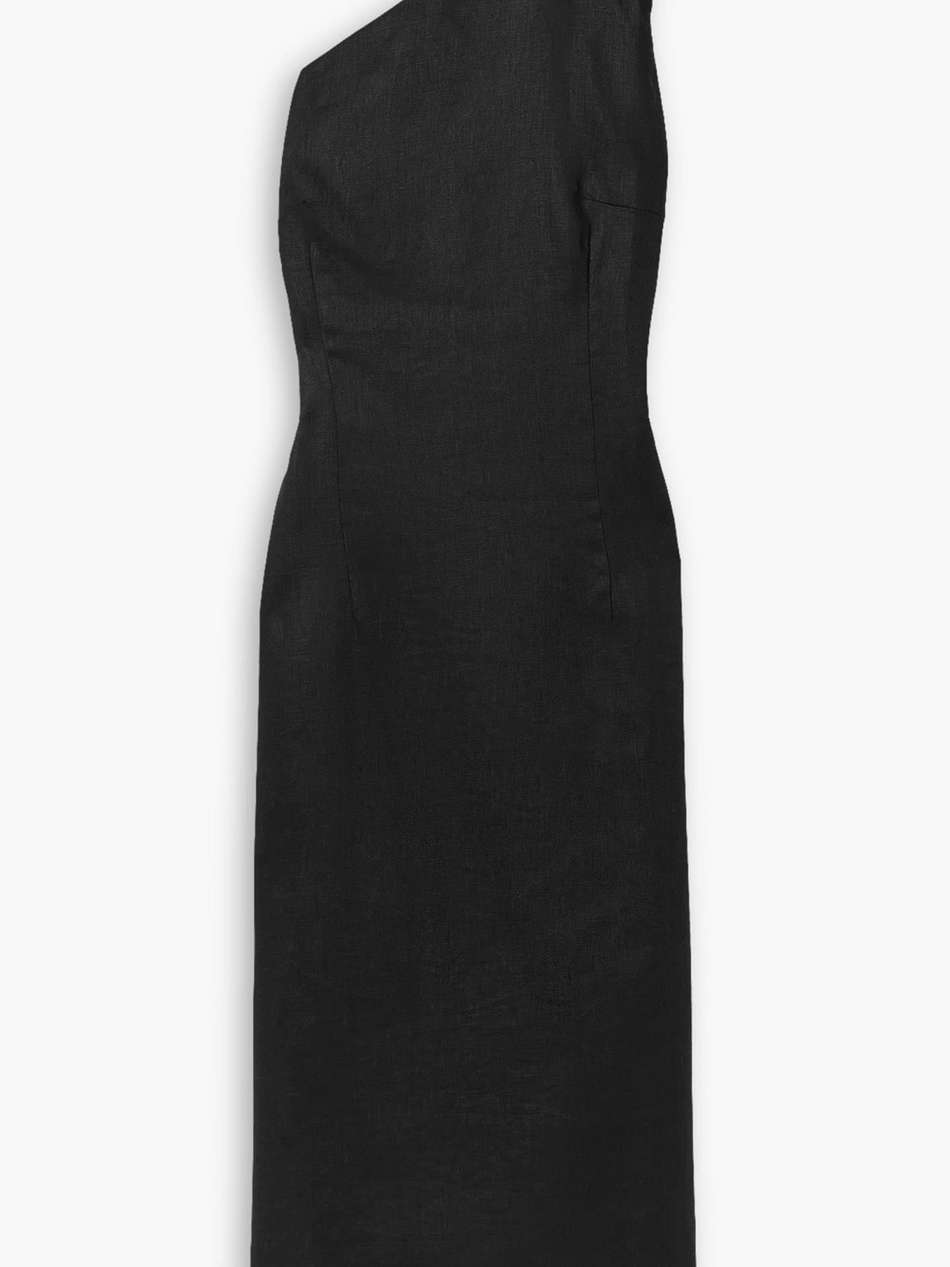maria one-shoulder linen midi dress