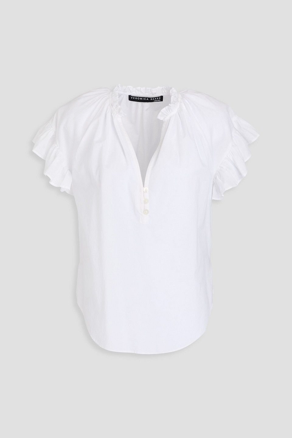 Veronica Beard Ruffled Cotton-voile Top In White