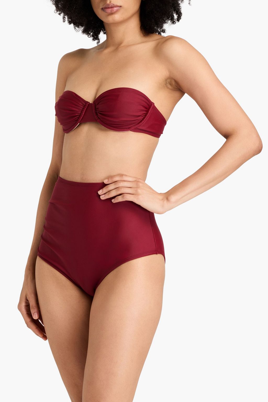 PEONY SWIMWEAR قطعة بيكيني سفلية Staple Hi من قماش ECONYL المطّاطي بثنيات