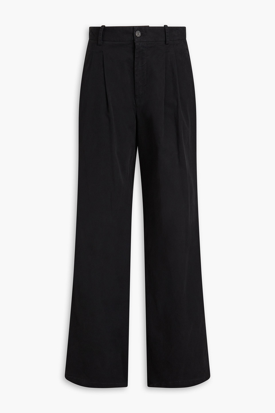 Nili Lotan Flavie Pleated Cotton-blend Twill Wide-leg Trousers In Black