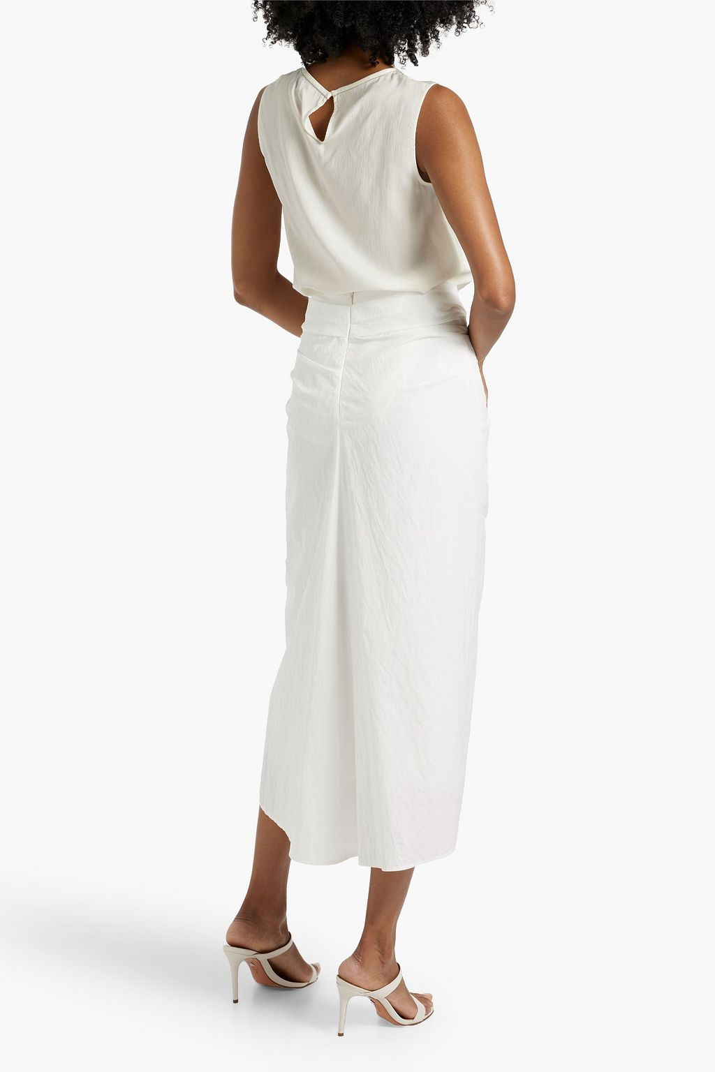 BRUNELLO CUCINELLI Bead-embellished silk-blend crepe de chine top