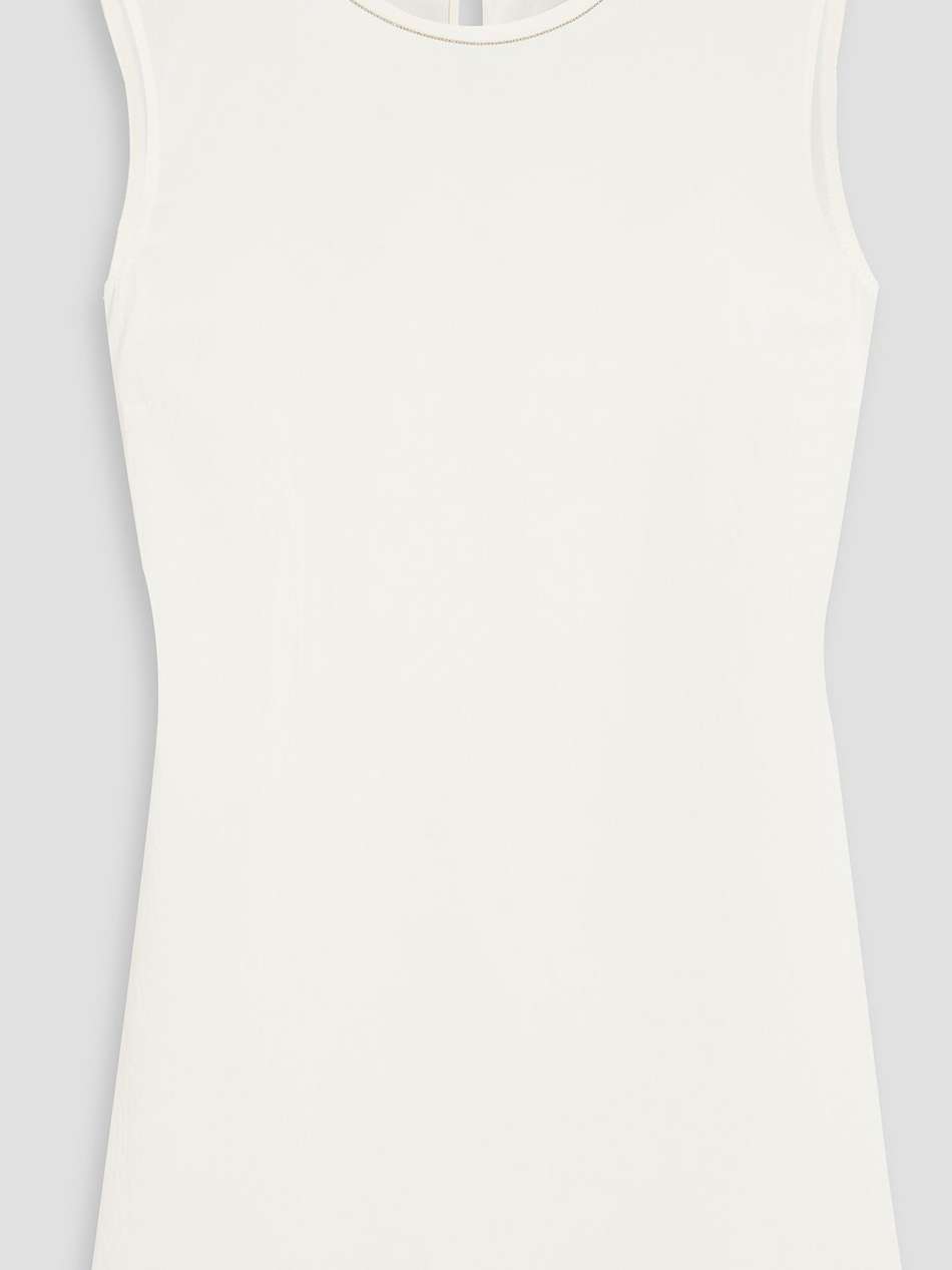 bead-embellished silk-blend crepe top