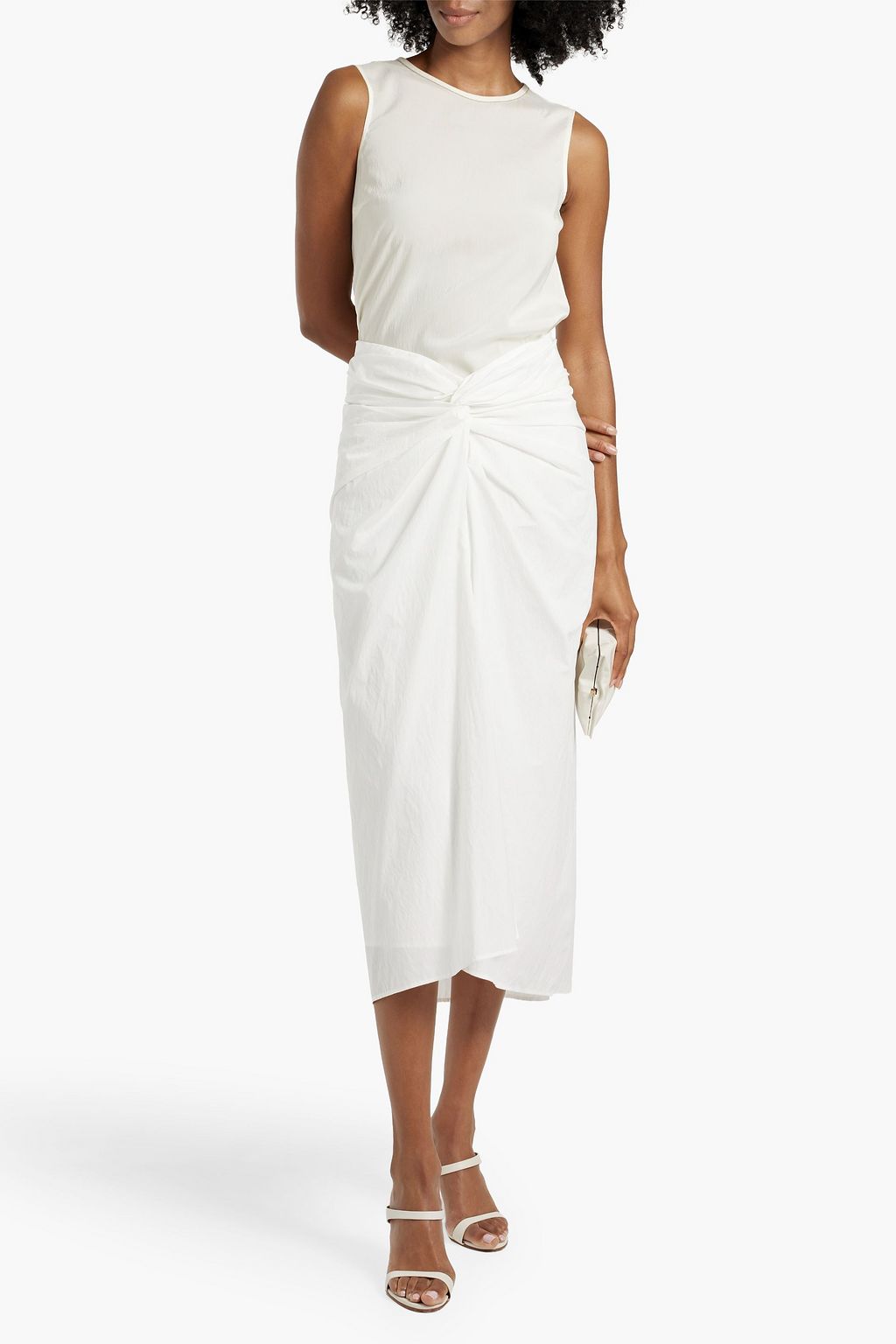 BRUNELLO CUCINELLI Bead-embellished silk-blend crepe de chine top