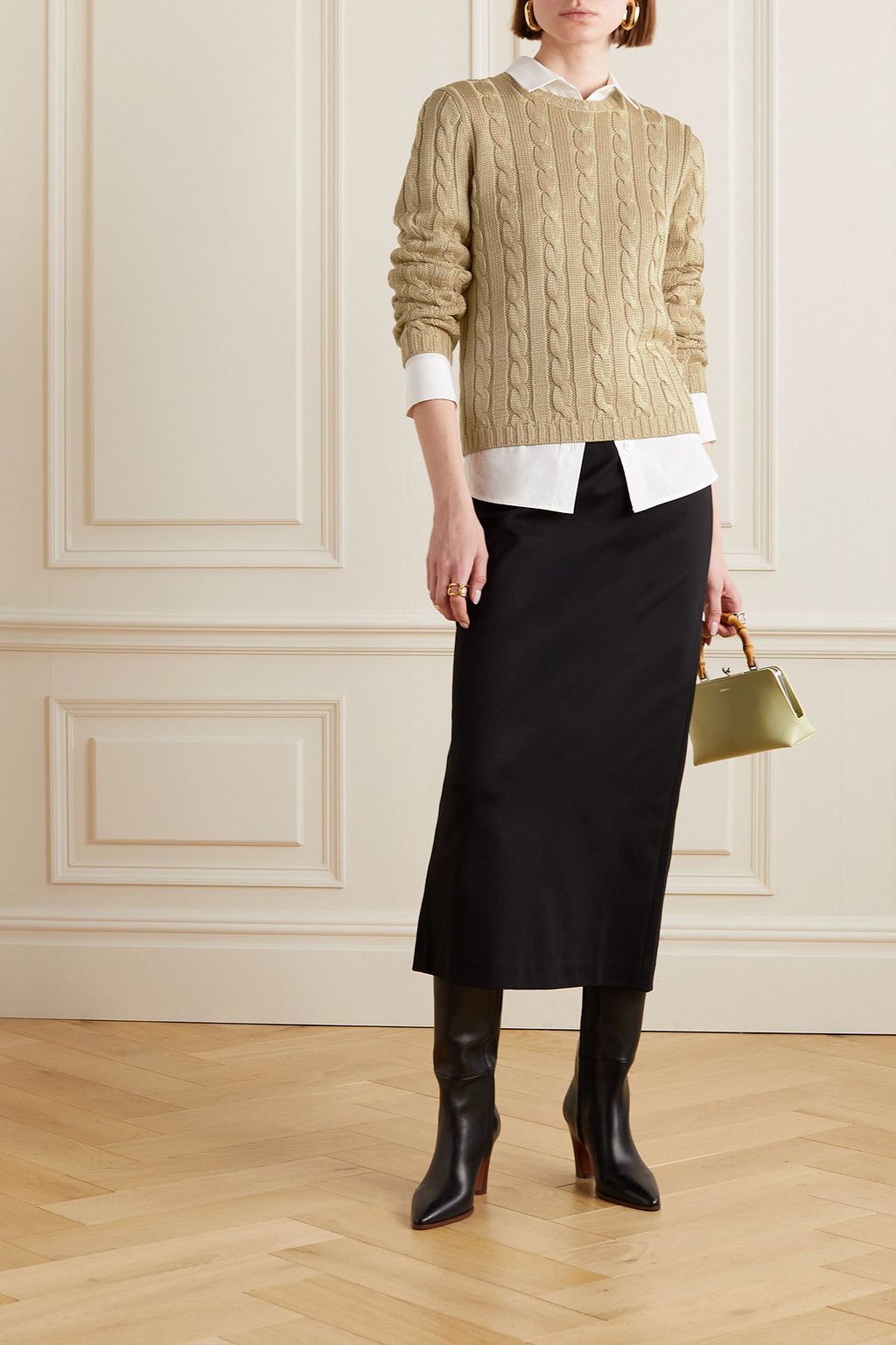RALPH LAUREN COLLECTION كنزة من الحرير بحبكة مجدولة
