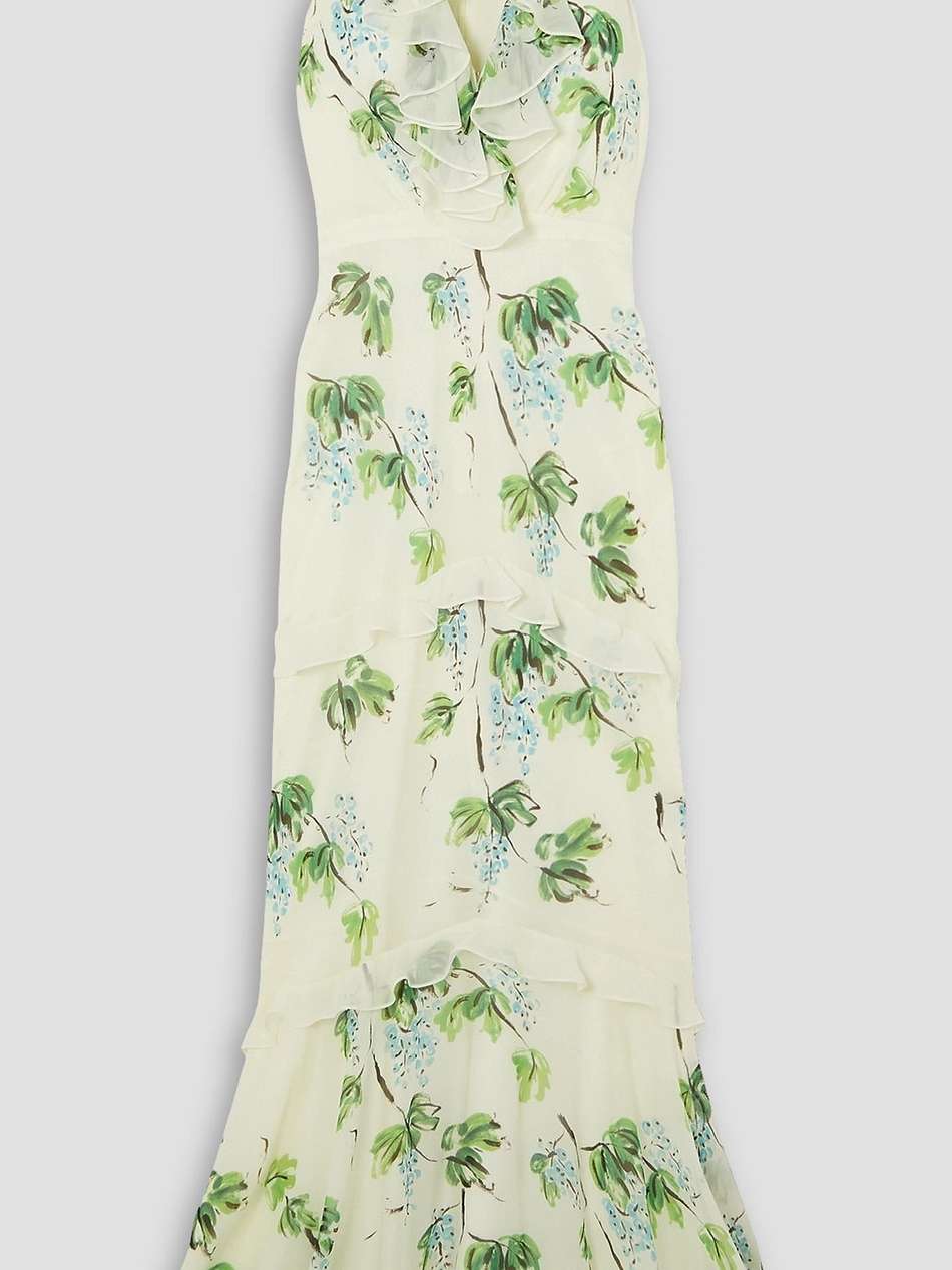 rita ruffled tiered printed silk-georgette gown