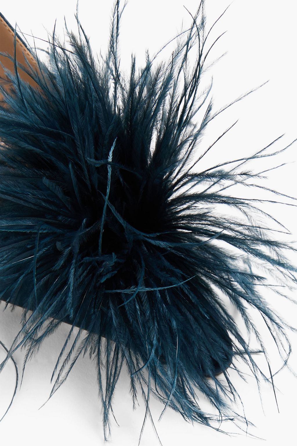 SAM EDELMAN Feather-embellished satin slingback pumps