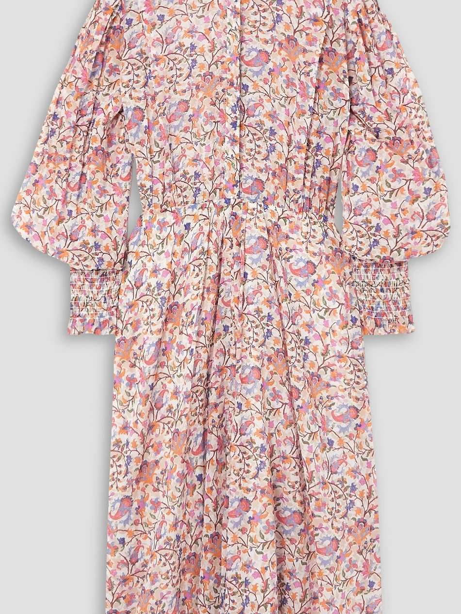 galoa ruffled floral-print cotton-voile midi dress