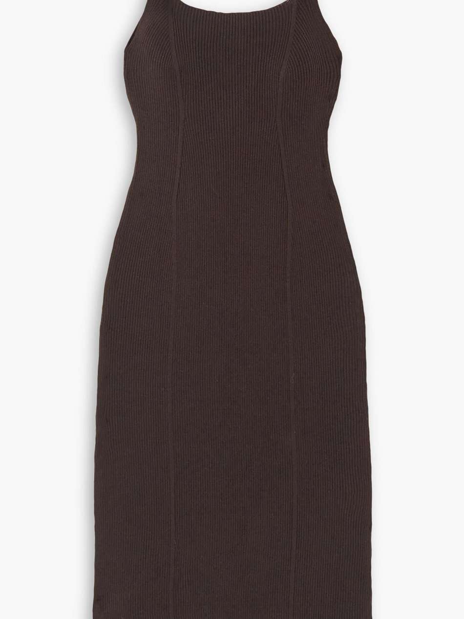 elisa ribbed stretch-knit midi dress
