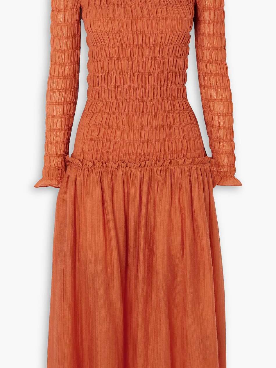 smocked tencel™ -blend midi dress