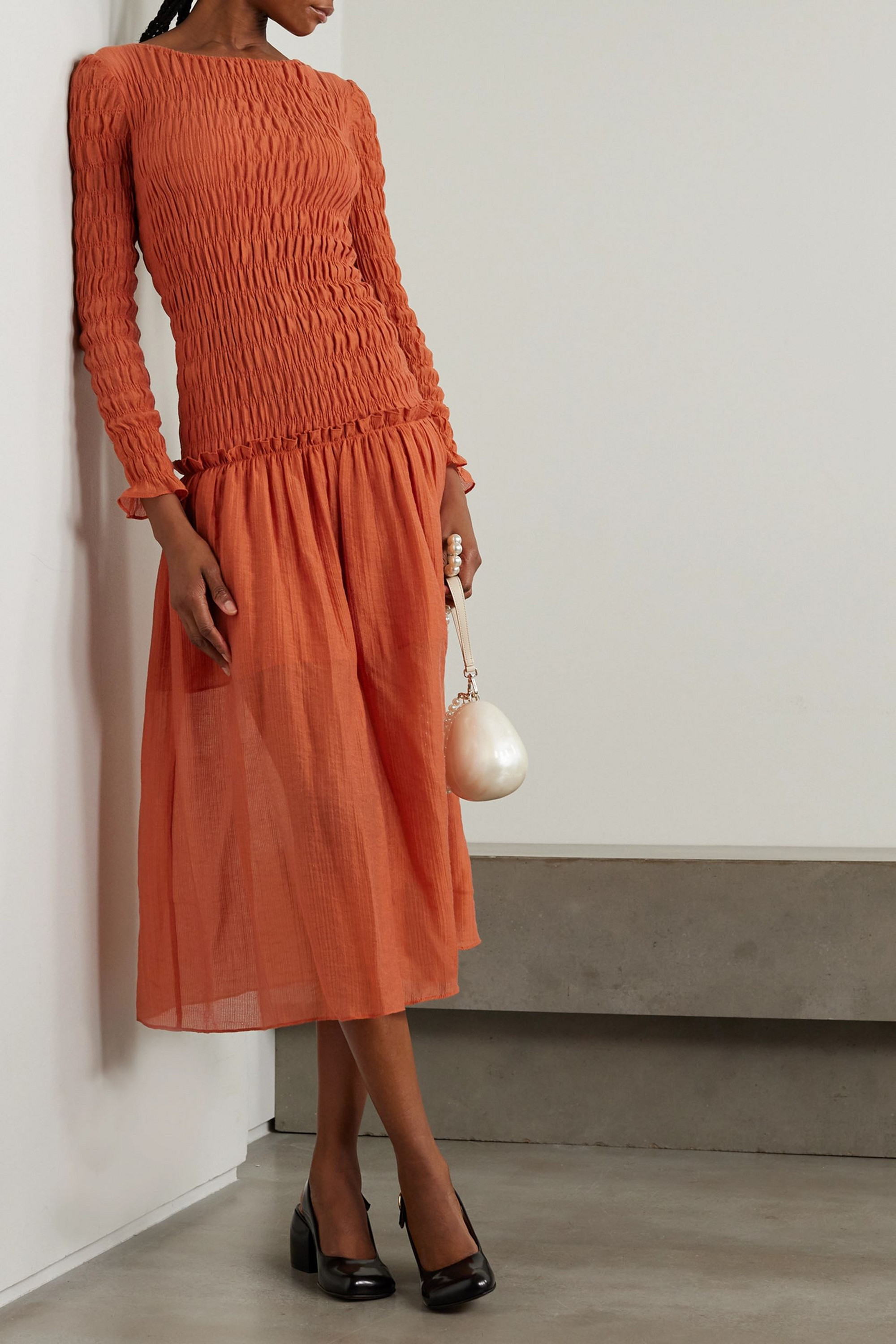 Mother Of Pearl Smocked TENCEL™ -blend midi dress