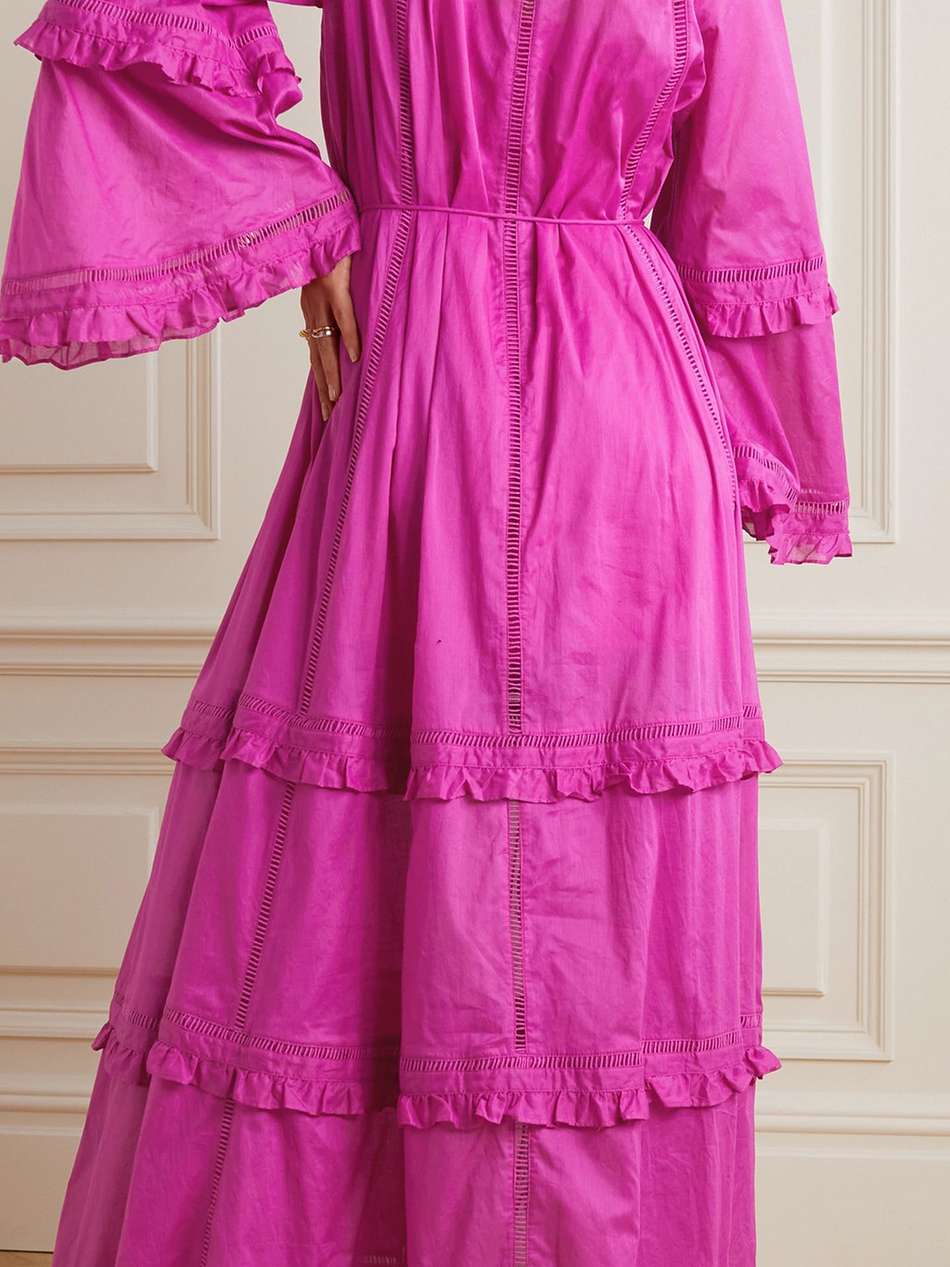 diane tiered cotton-poplin maxi dress