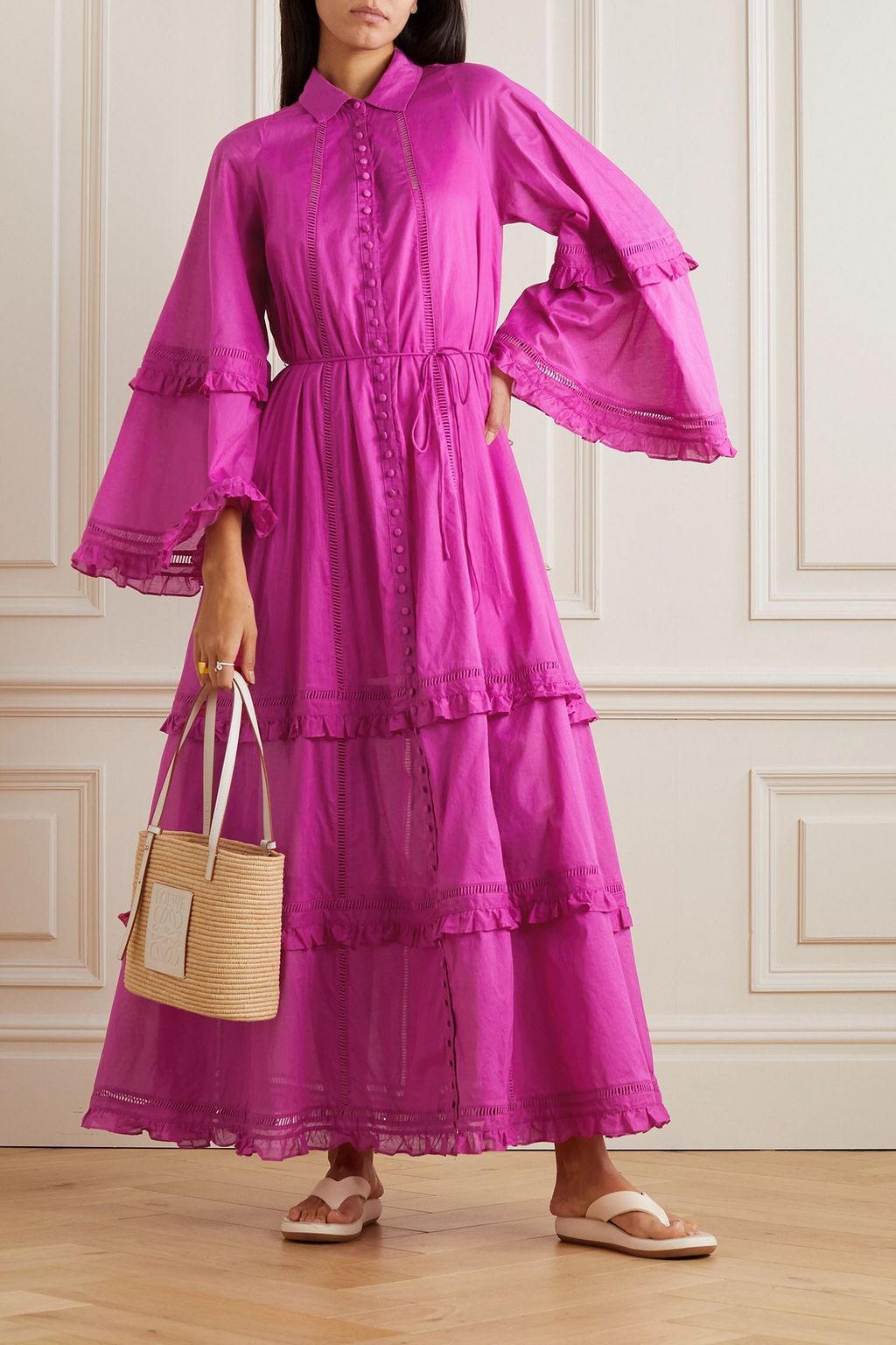 JOSLIN Diane tiered cotton-poplin maxi dress