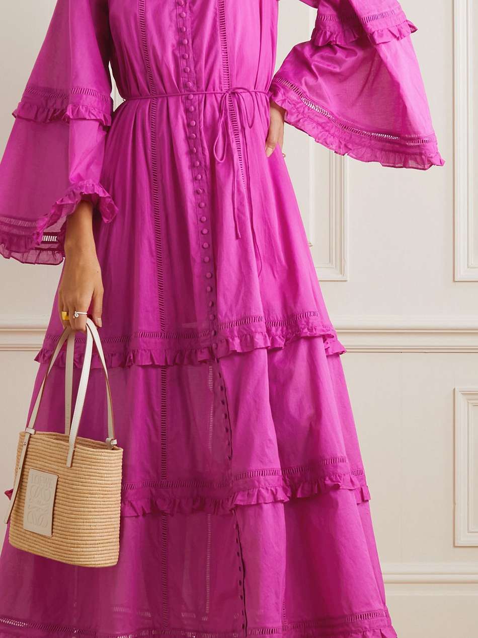 diane tiered cotton-poplin maxi dress