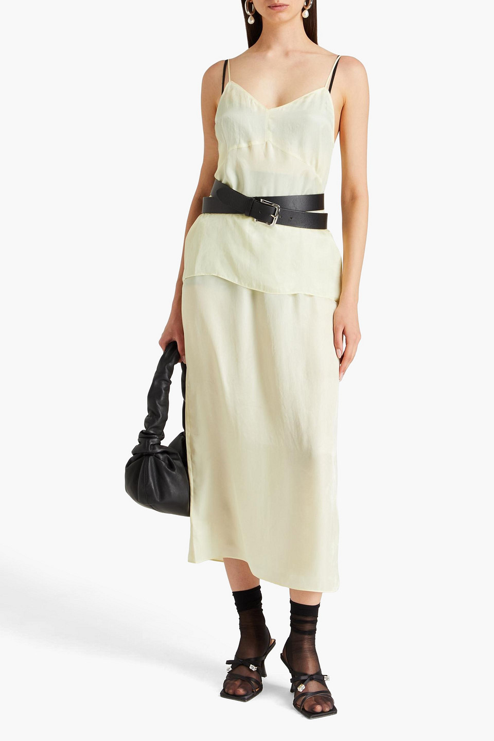 Tibi Satin Camisole In Pastel Yellow
