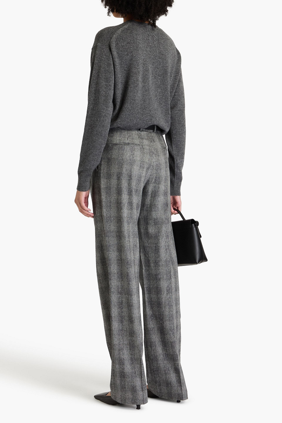 NILI LOTAN PRINCE OF WALES CHECKED WOOL-BLEND WIDE-LEG PANTS
