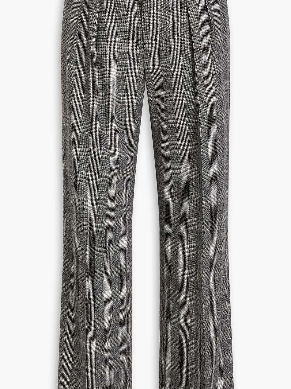 prince of wales checked wool-blend wide-leg pants
