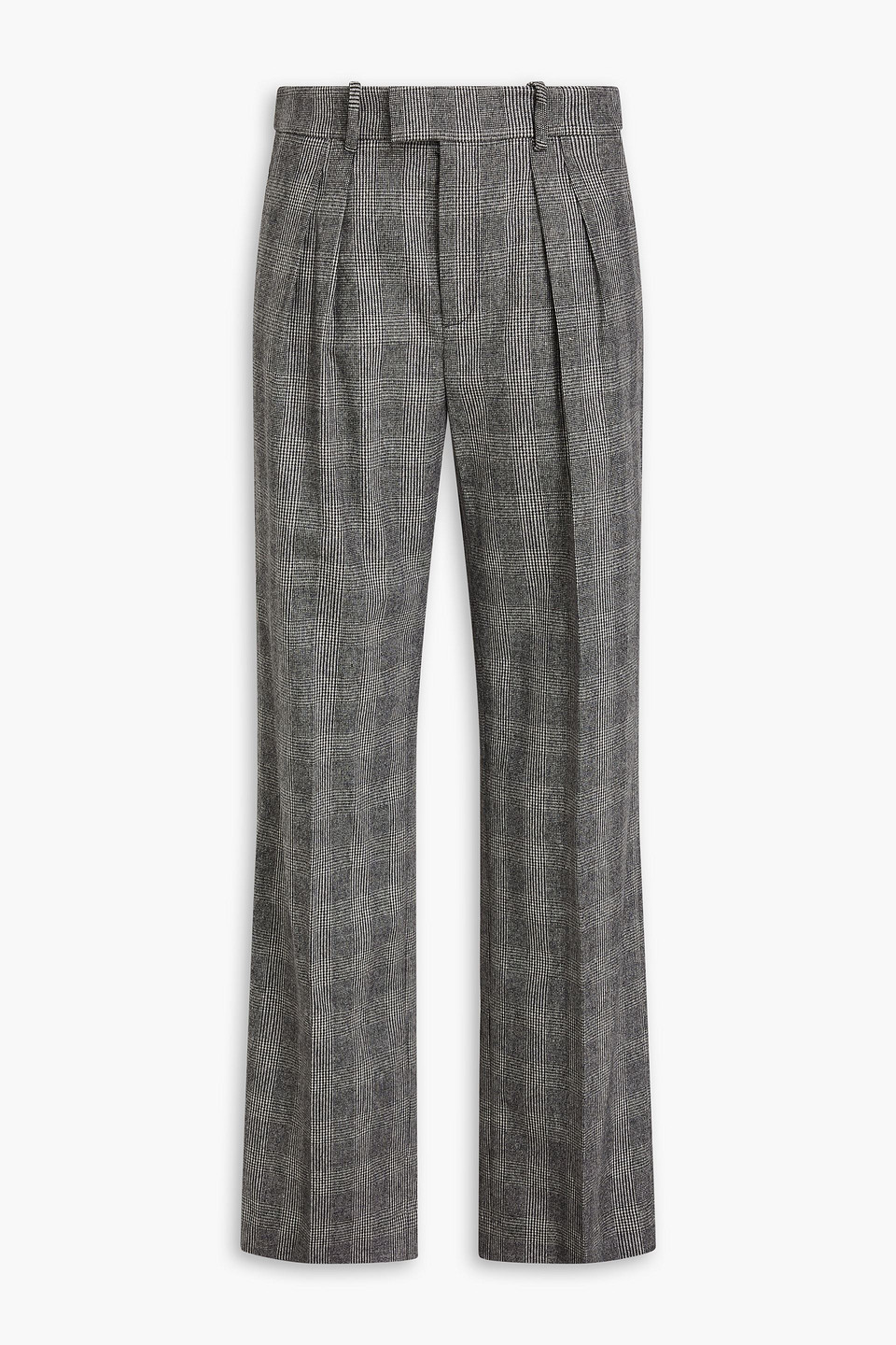 Nili Lotan Prince Of Wales Checked Wool-blend Wide-leg Trousers In Anthracite