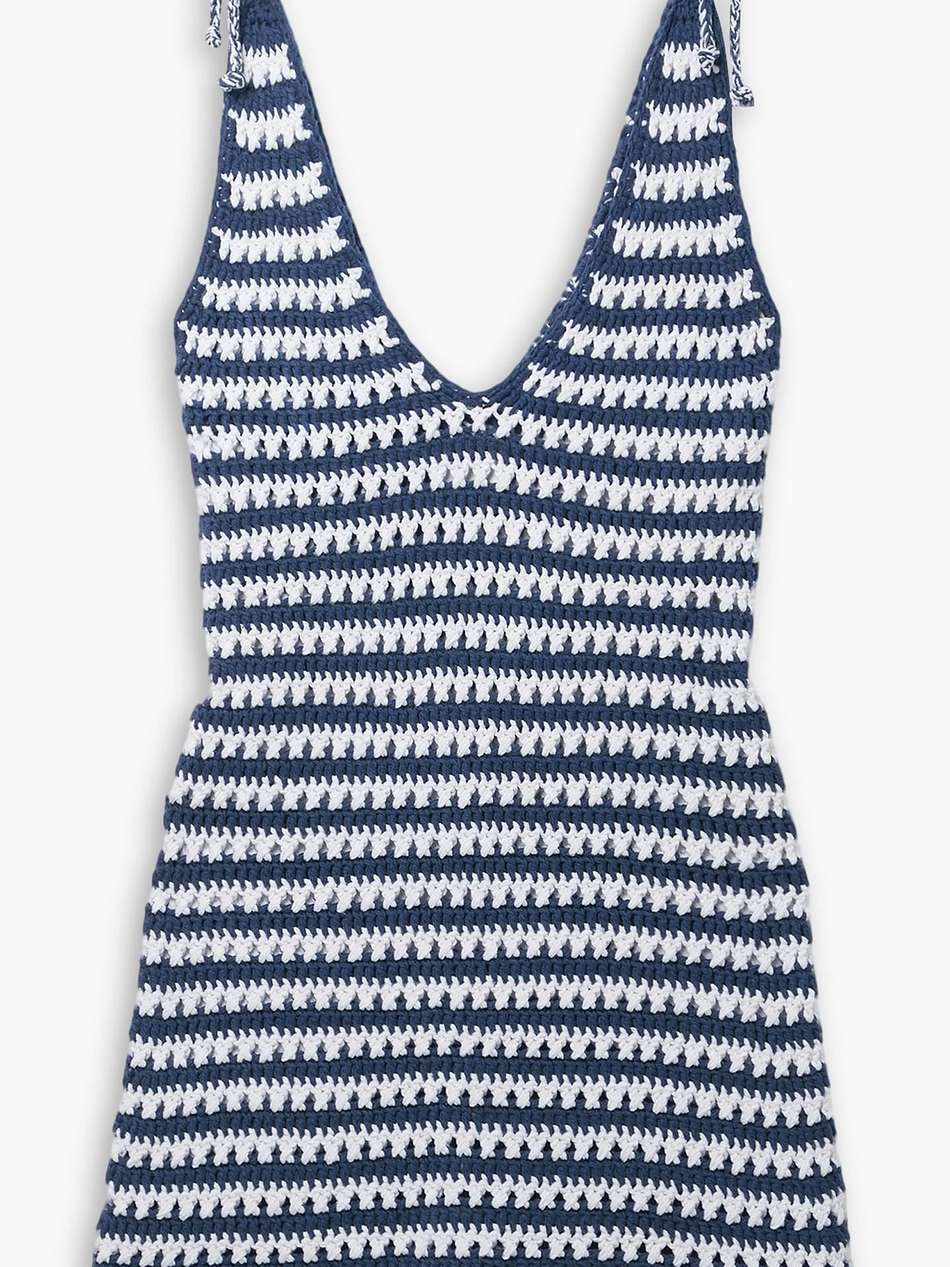 lenka striped crocheted cotton mini dress